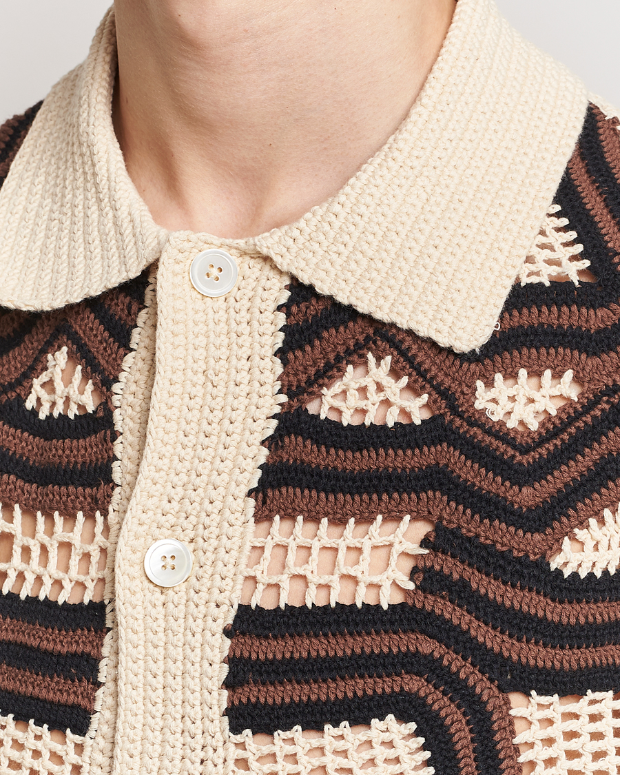 Herren | Hemden | NN07 | Nolan Croche Knitted Short Sleeve Shirt Ecru