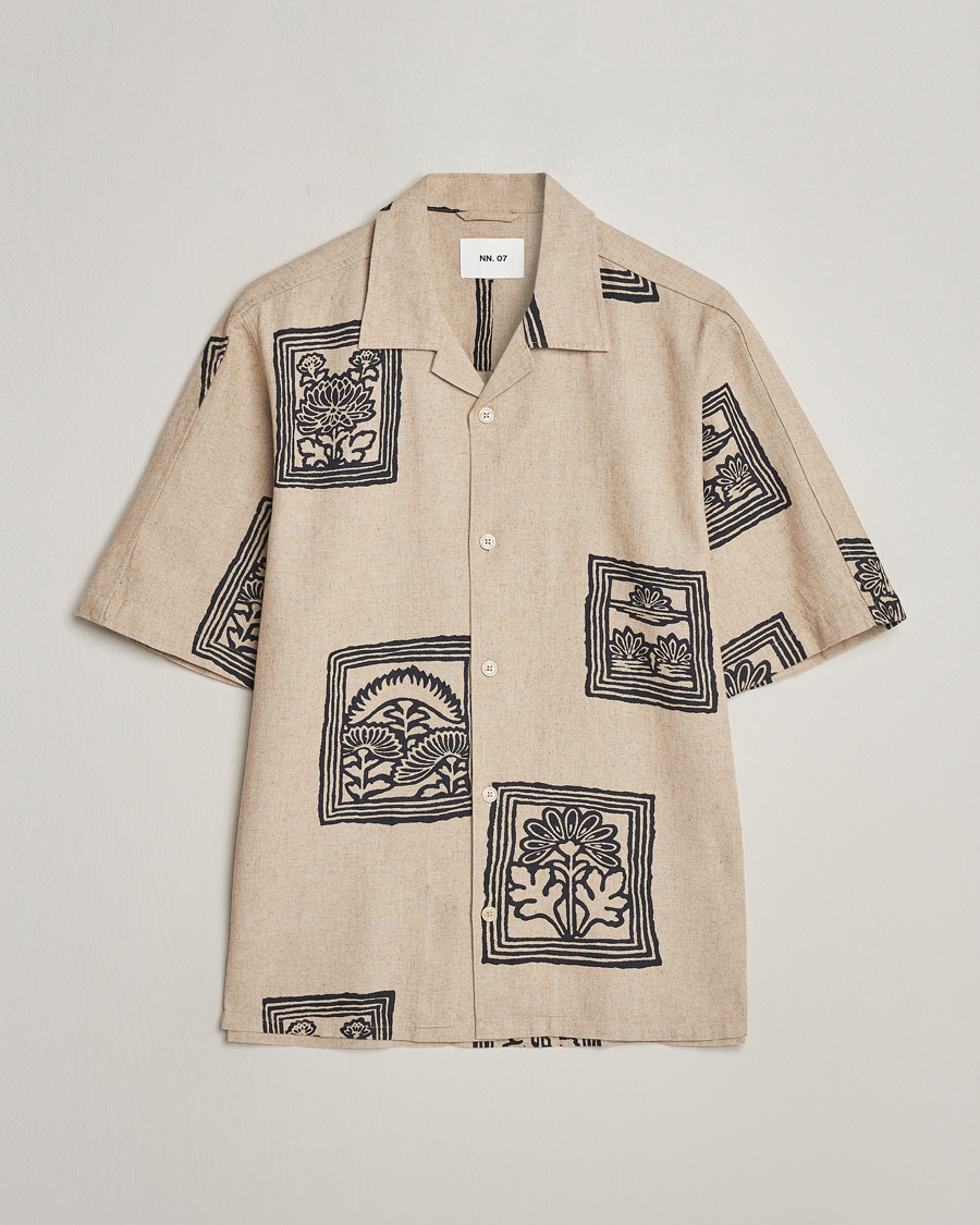 Herren | Hemden | NN07 | Ole Printed Short Sleeve Shirt Oatmeal
