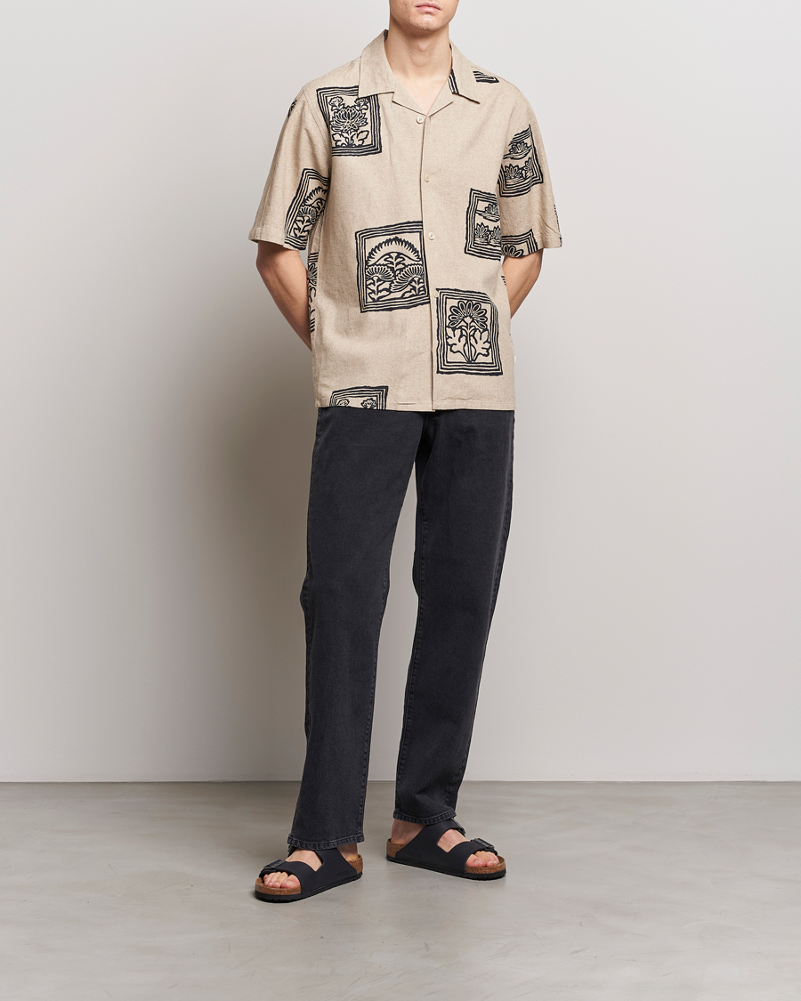Herren | Hemden | NN07 | Ole Printed Short Sleeve Shirt Oatmeal