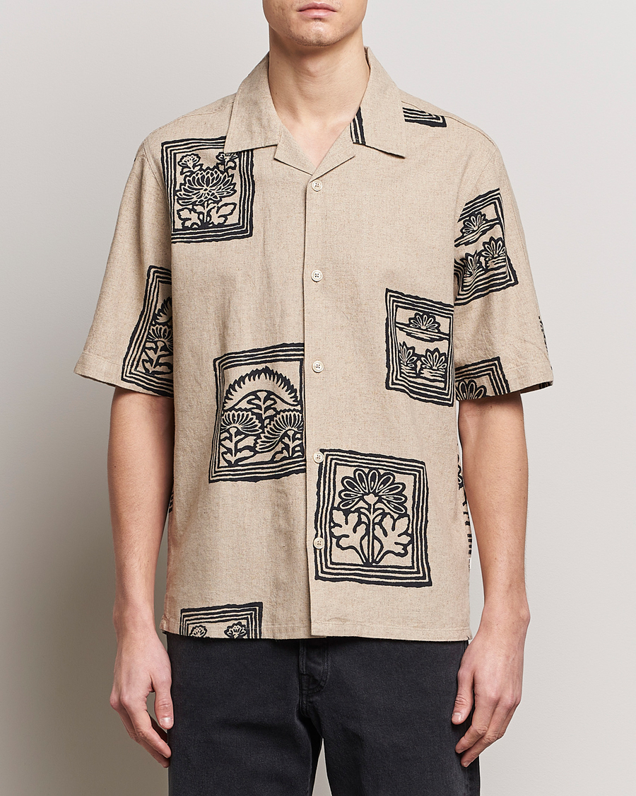 Herr | Kortärmade skjortor | NN07 | Ole Printed Short Sleeve Shirt Oatmeal