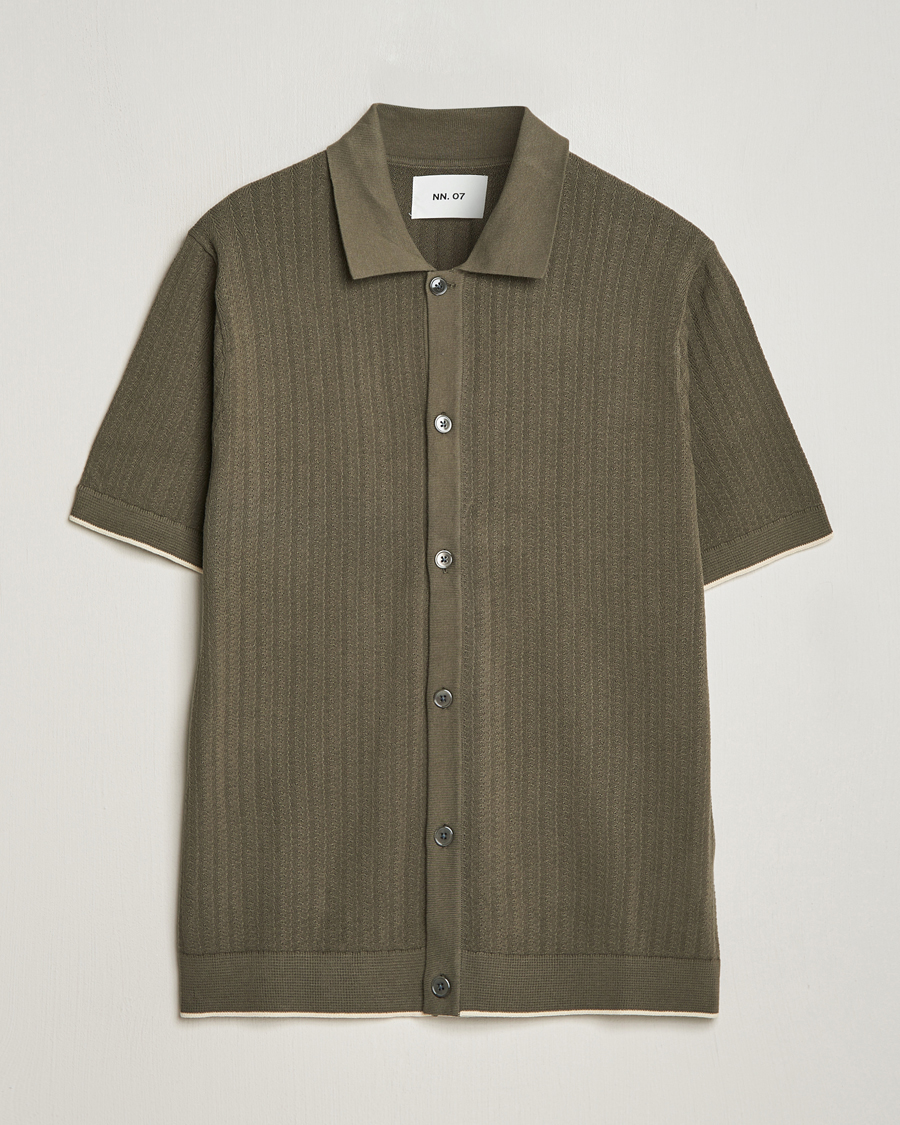 Herren | Hemden | NN07 | Nalo Structured Knitted Short Sleeve Shirt Green