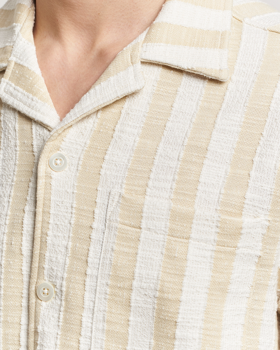 Herren | Hemden | NN07 | Julio Striped Short Sleeve Shirt Khaki/White
