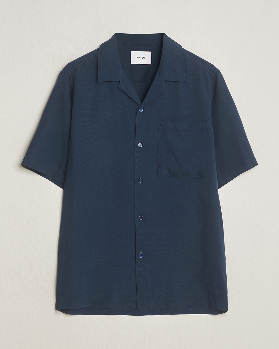 Herren | Hemden | NN07 | Julio Ripstop Short Sleeve Shirt Navy Blue