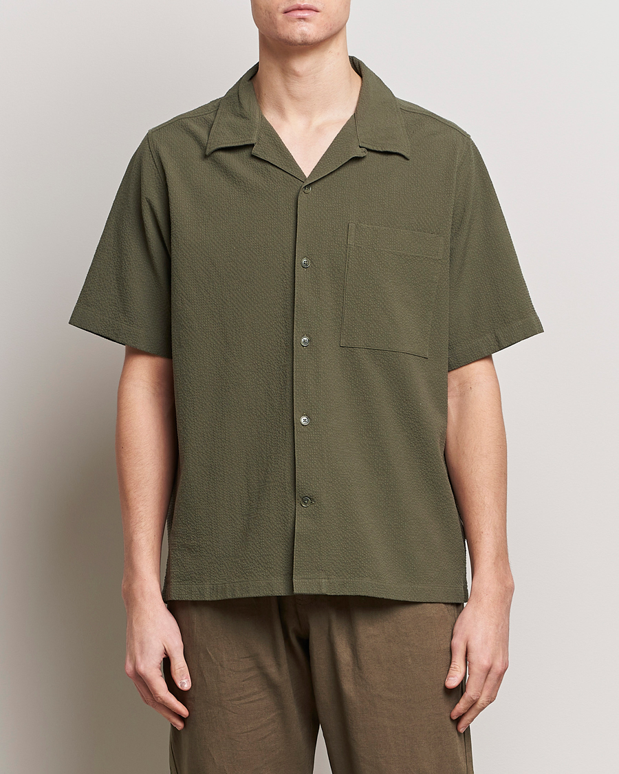 Herren |  | NN07 | Julio Seersucker Short Sleeve Shirt Capers Green