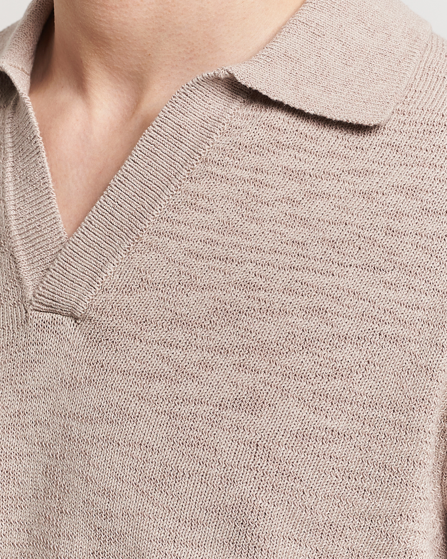 Herren | Pullover | NN07 | Ryan Long Sleeve Open Collar Knitted Polo Khaki Stone