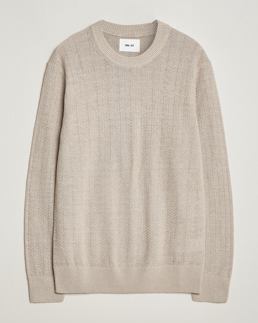 Herren | Pullover | NN07 | Jaden Knitted Linen Crew Neck Sweater Irish Cream