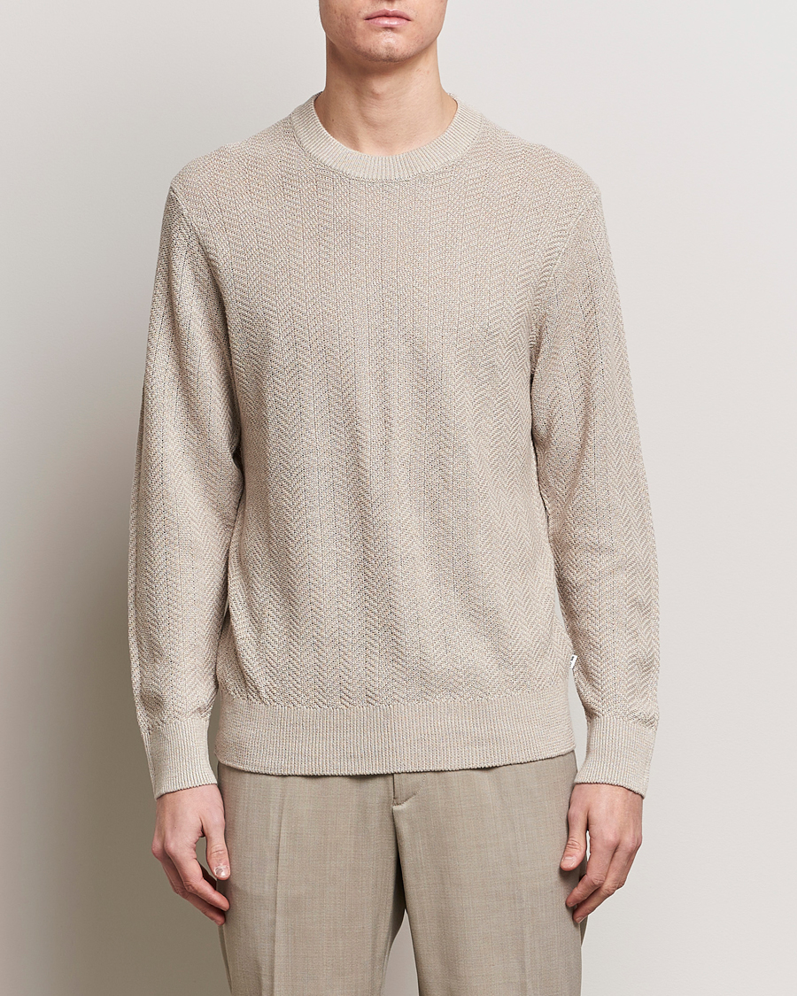 Herren | Pullover | NN07 | Jaden Knitted Linen Crew Neck Sweater Irish Cream