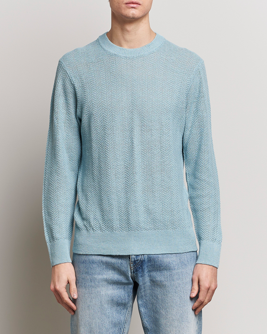 Herren | Sale kleidung | NN07 | Jaden Knitted Linen Crew Neck Sweater Winter Sky 
