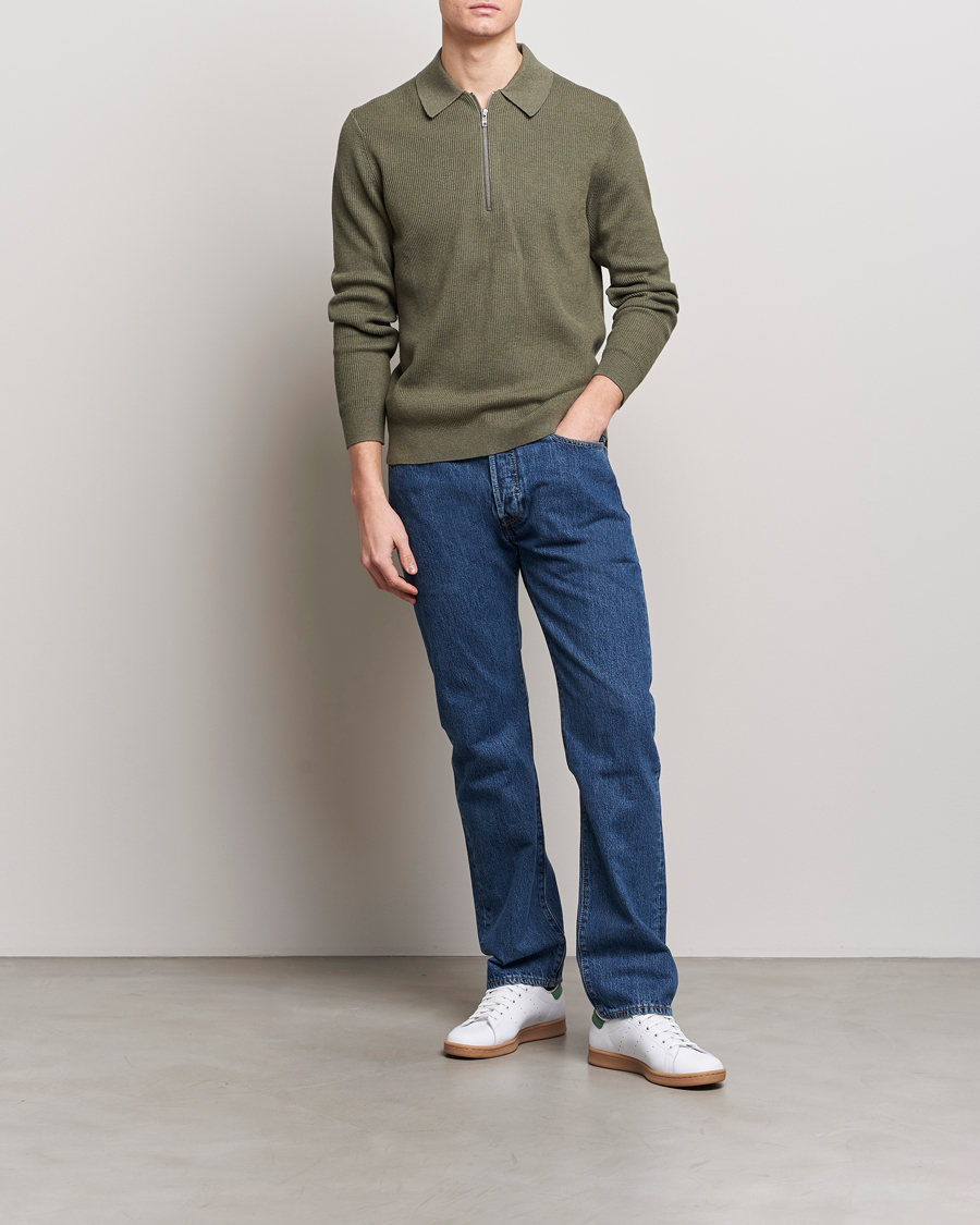 Herren | Pullover | NN07 | Hansie Knitted Half Zip Capers Green