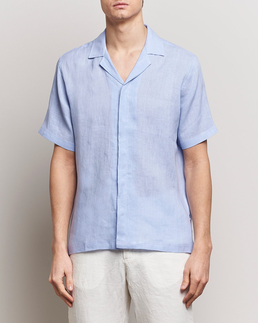 Herren |  | Orlebar Brown | Maitan Short Sleeve Linen Shirt Soft Blue