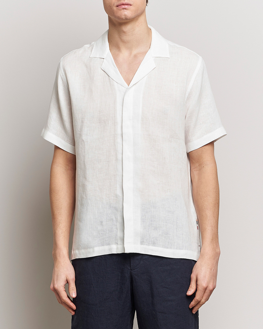 Herren | Leinenhemden | Orlebar Brown | Maitan Short Sleeve Linen Shirt White