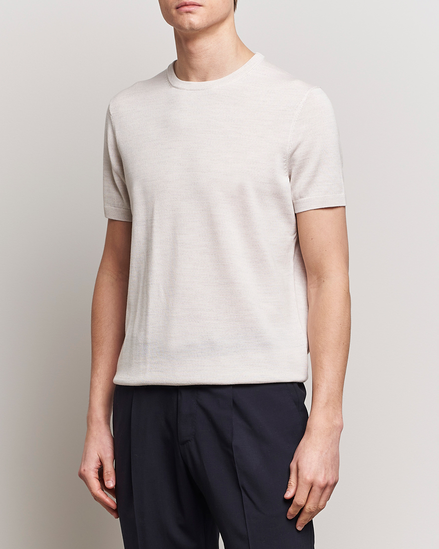 Herren | Kurzarm T-Shirt | Morris Heritage | Kingsley Knitted Merino T-Shirt Off White