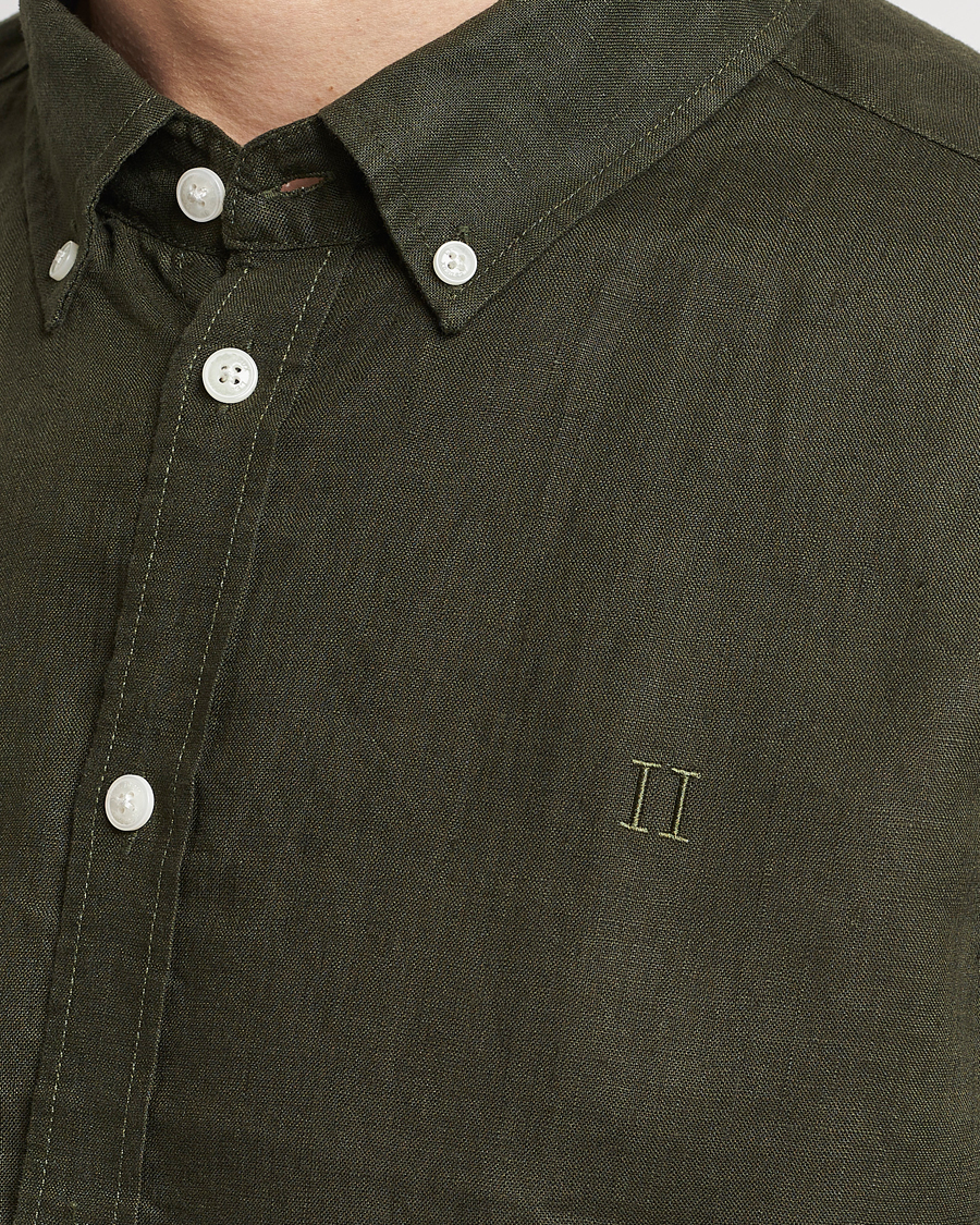 Herren | Hemden | LES DEUX | Kristian Linen Button Down Shirt Olive Night