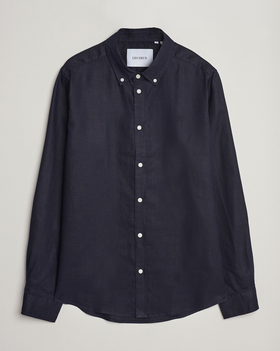 Herren | Hemden | LES DEUX | Kristian Linen Button Down Shirt Dark Navy