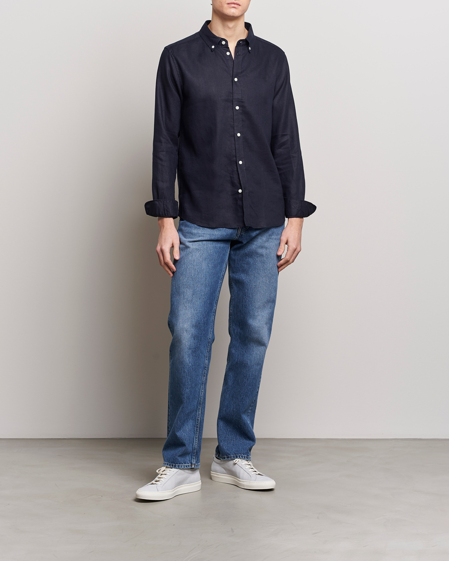 Herren | Hemden | LES DEUX | Kristian Linen Button Down Shirt Dark Navy