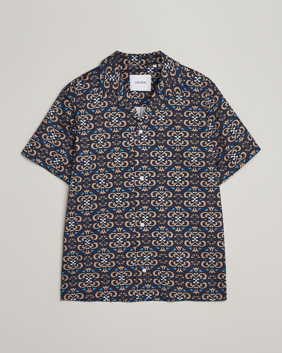 Herren | Hemden | LES DEUX | Hendrix Printed Short Sleeve Shirt Dark Navy
