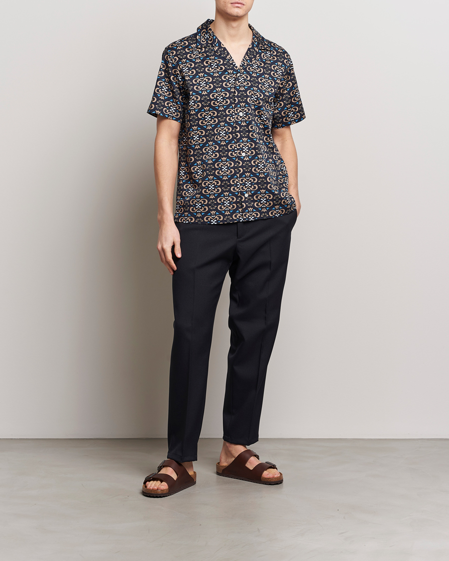 Herren | Hemden | LES DEUX | Hendrix Printed Short Sleeve Shirt Dark Navy
