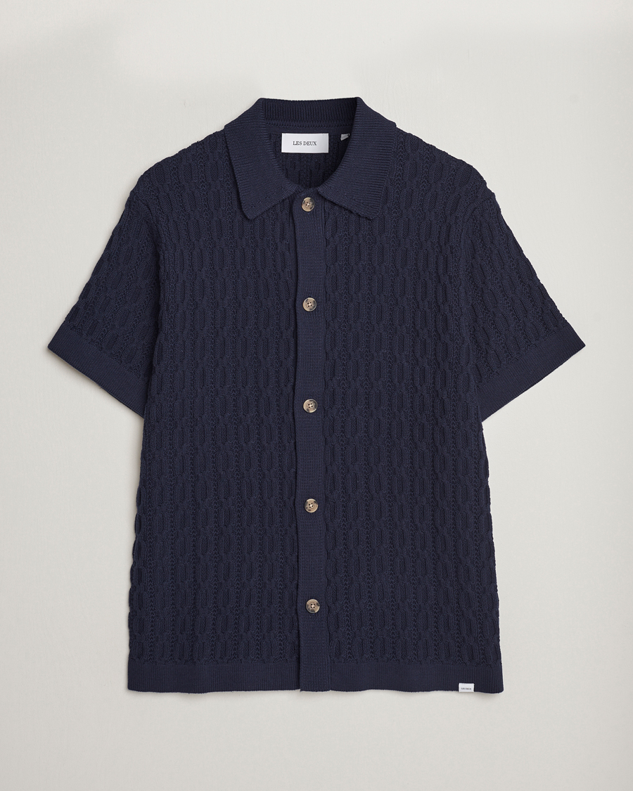Herren | Hemden | LES DEUX | Garret Knitted Short Sleeve Shirt Dark Navy
