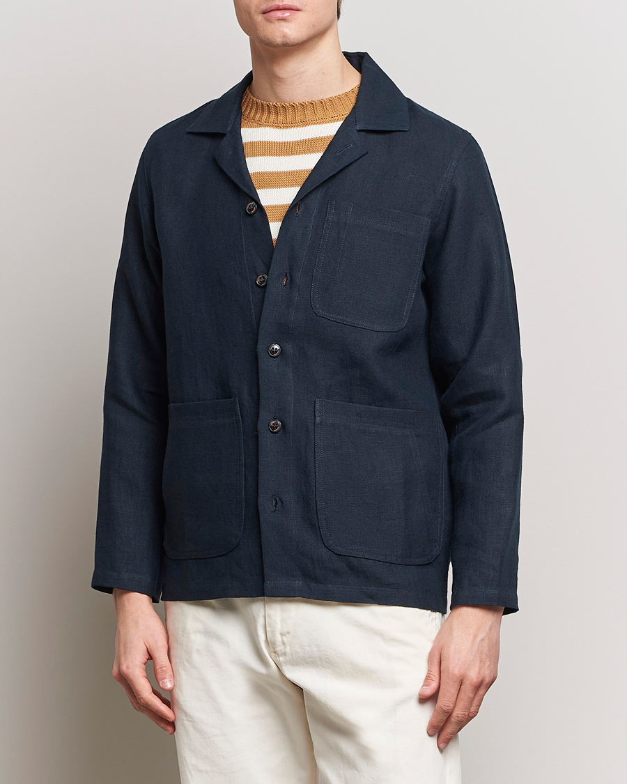 Herren | Hemden | Peregrine | Grange Linen Shacket Navy