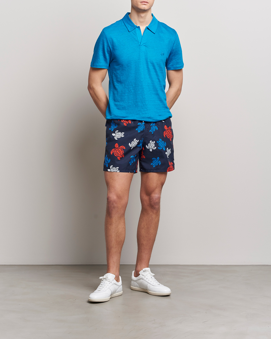 Herren | Badehosen | Vilebrequin | Moorea Printed Swimshorts Bleu Marine