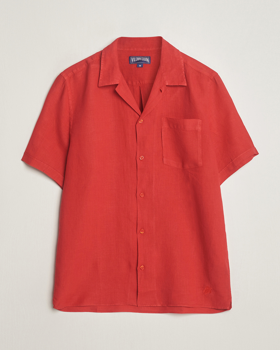 Herren | Hemden | Vilebrequin | Carhli Resort Short Sleeve Shirt Mouline Rouge