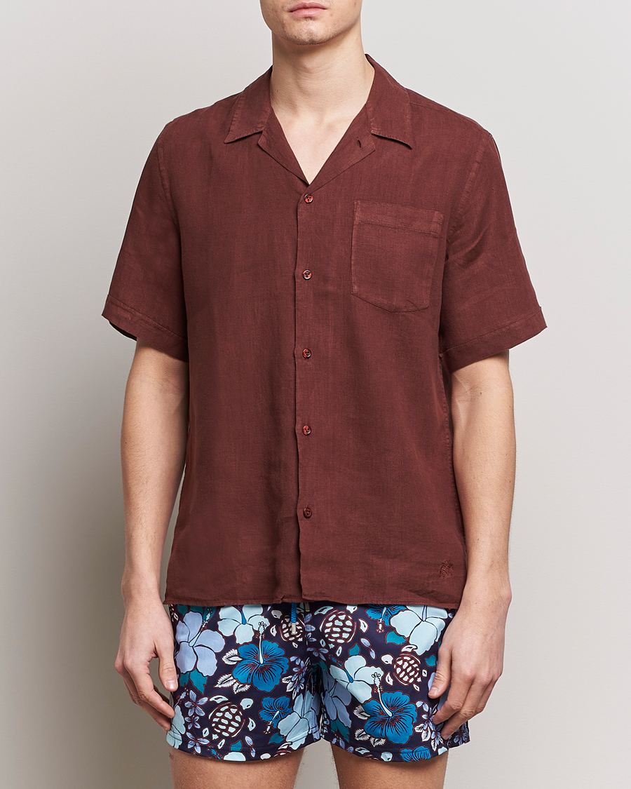 Herren | Hemden | Vilebrequin | Carhli Resort Short Sleeve Shirt Acajou