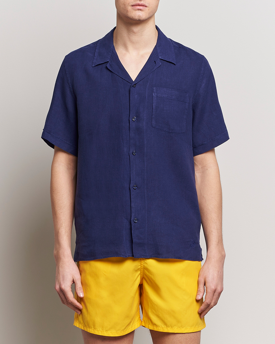 Herren | Kurzarmhemden | Vilebrequin | Carhli Resort Short Sleeve Shirt Minuit