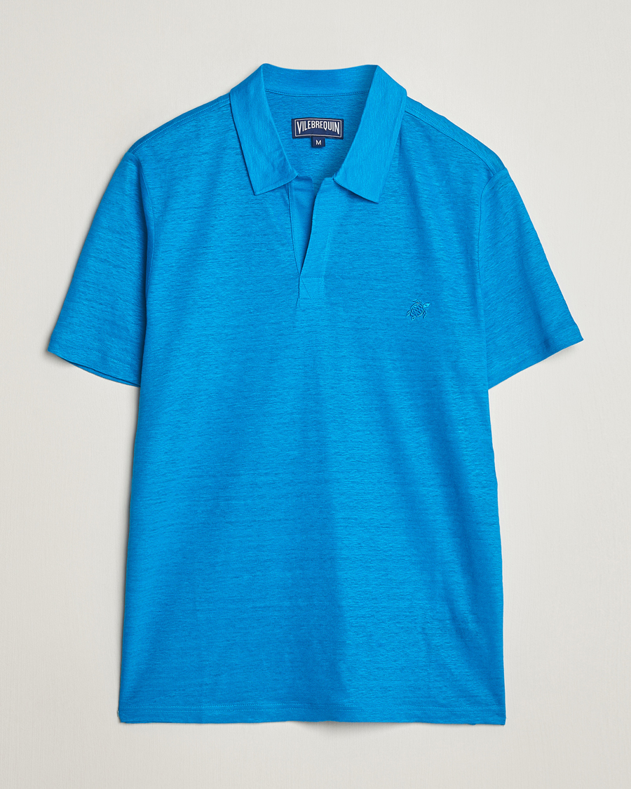 Herren | Poloshirts | Vilebrequin | Pyramid Linen Jersey Polo Bleu Hawaii