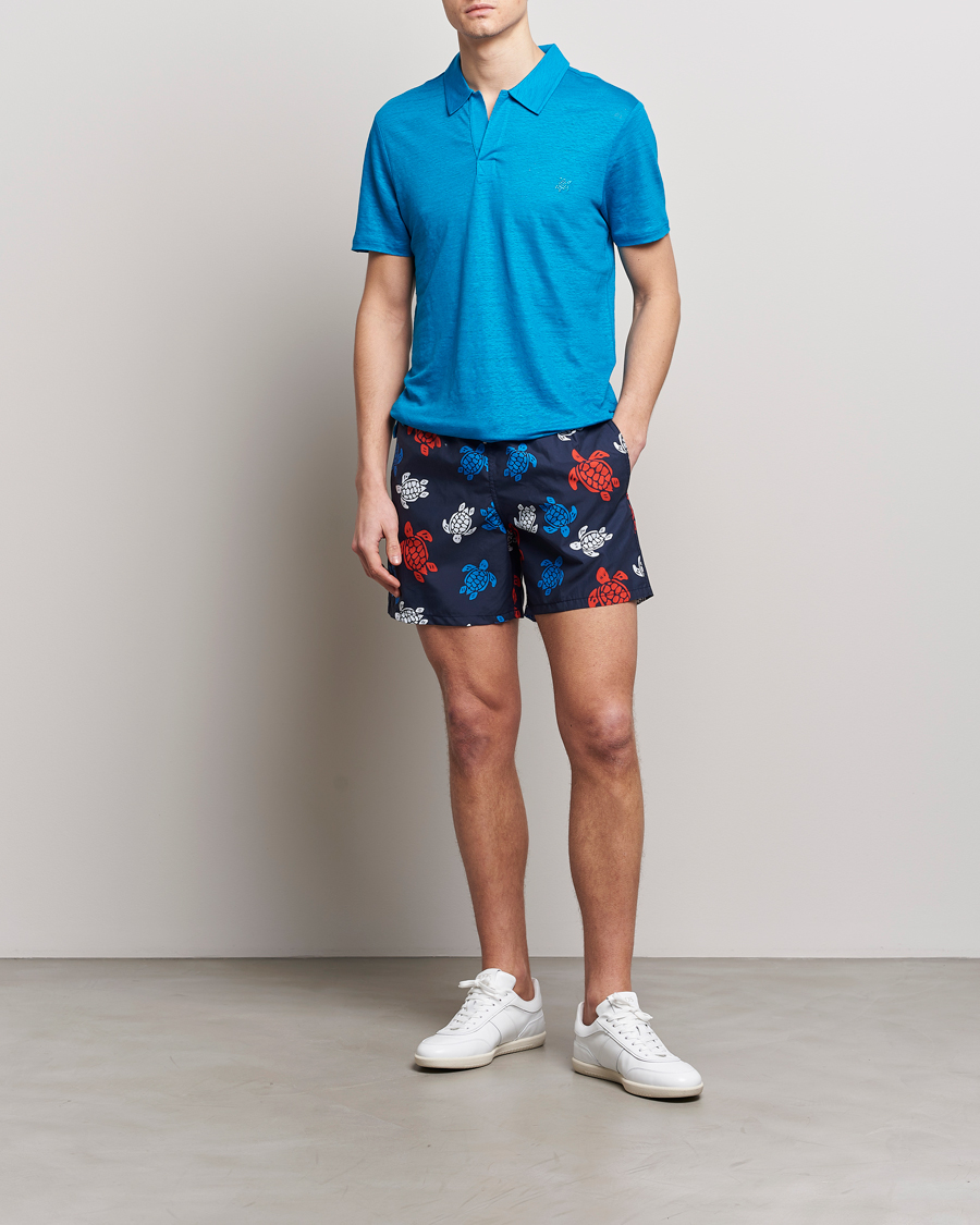 Herren | Poloshirts | Vilebrequin | Pyramid Linen Jersey Polo Bleu Hawaii