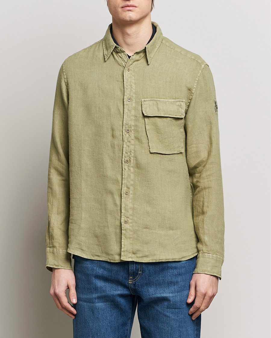 Herren | Leinenhemden | Belstaff | Scale Linen Pocket Shirt Aloe