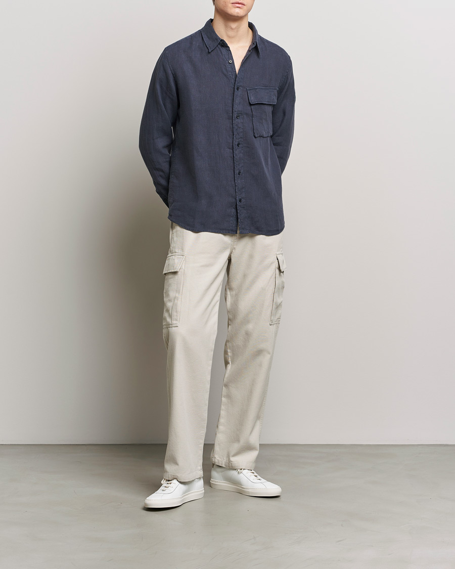 Herren | Hemden | Belstaff | Scale Linen Pocket Shirt Dark Ink