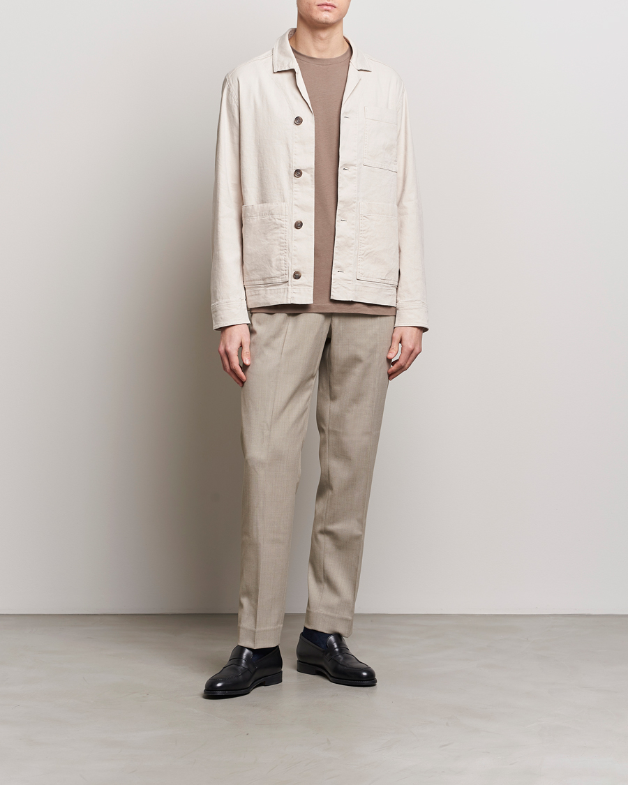 Herren | Hemden | J.Lindeberg | Errol Linen/Cotton Workwear Overshirt Moonbeam