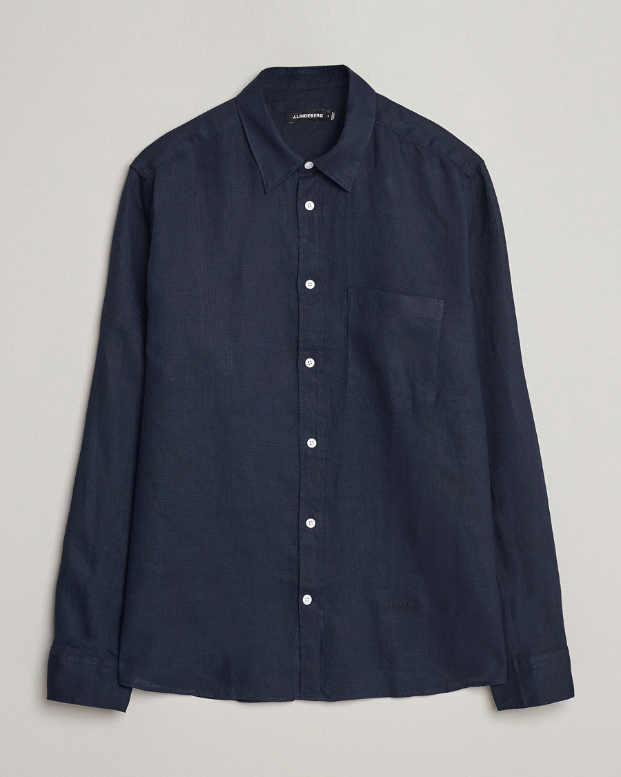Herren | Hemden | J.Lindeberg | Regular Fit Clean Linen Shirt Navy