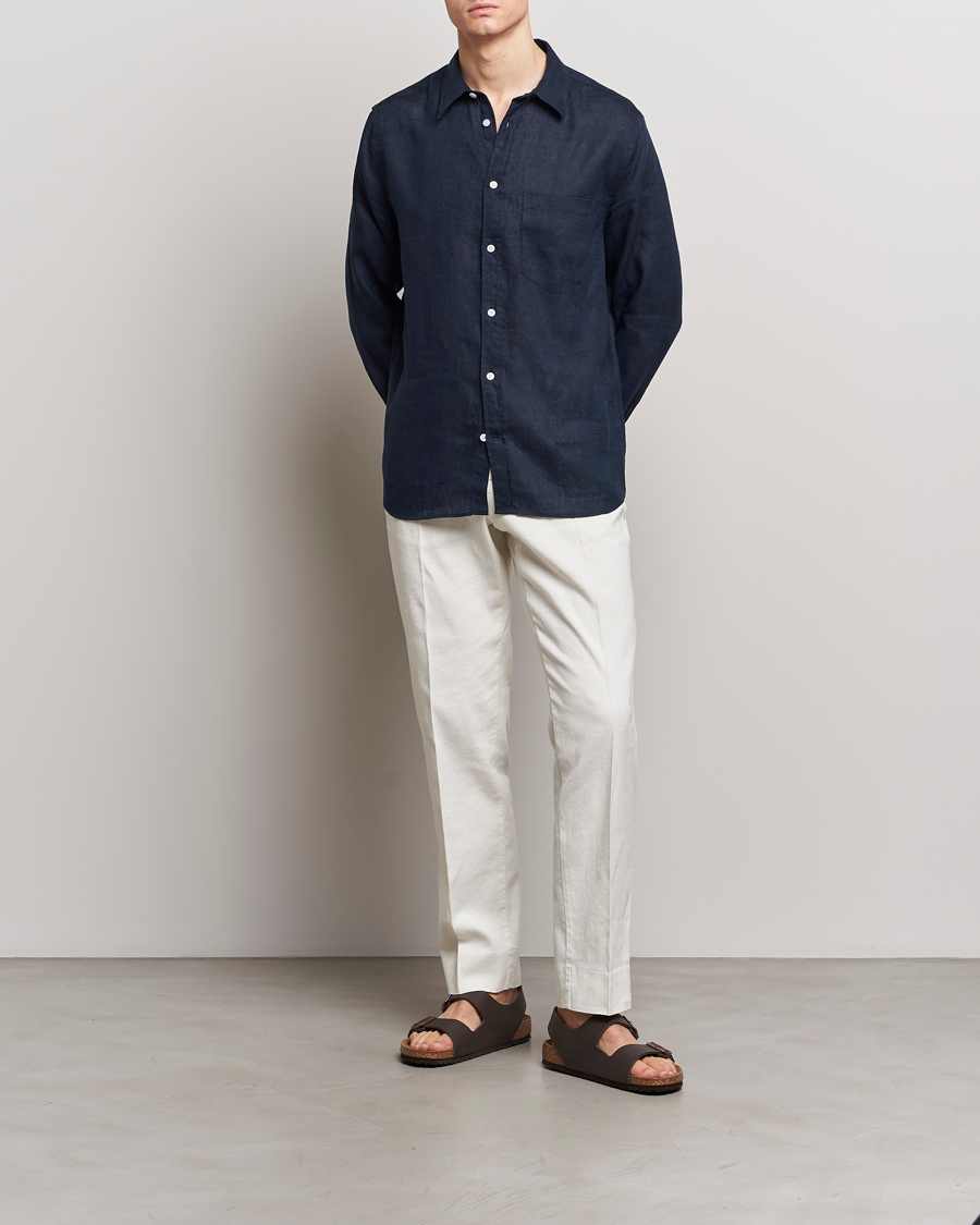 Herren | Hemden | J.Lindeberg | Regular Fit Clean Linen Shirt Navy