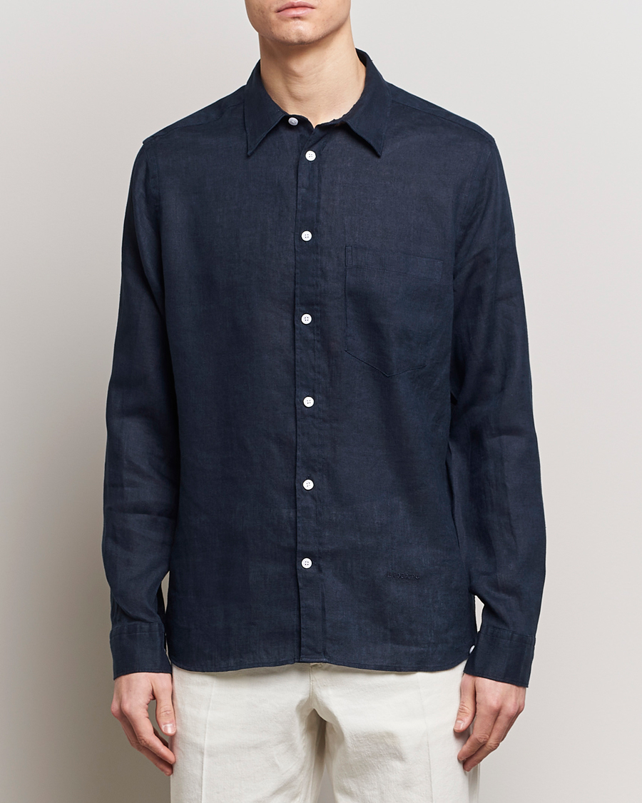 Herren | Leinenhemden | J.Lindeberg | Regular Fit Clean Linen Shirt Navy