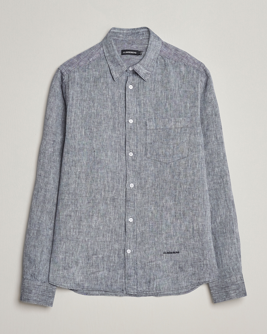 Herren | Hemden | J.Lindeberg | Slim Fit Linen Melange Shirt Navy