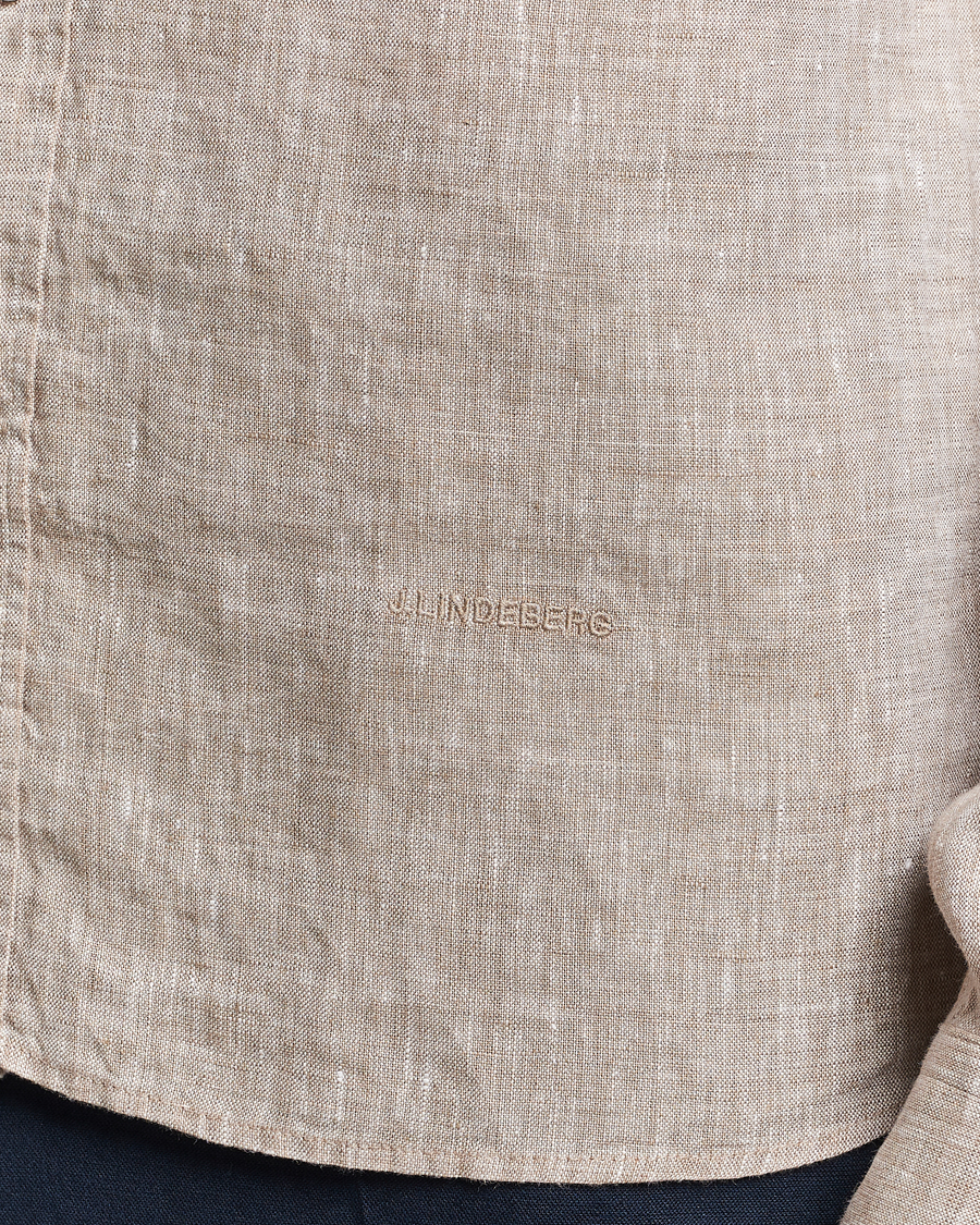 Herren | Hemden | J.Lindeberg | Slim Fit Linen Melange Shirt Batique Khaki