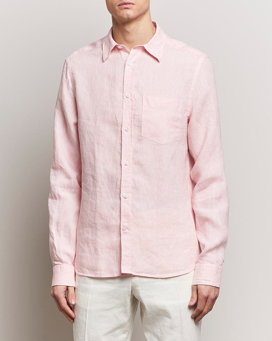 Herren | J.Lindeberg | J.Lindeberg | Slim Fit Linen Melange Shirt Powder Pink