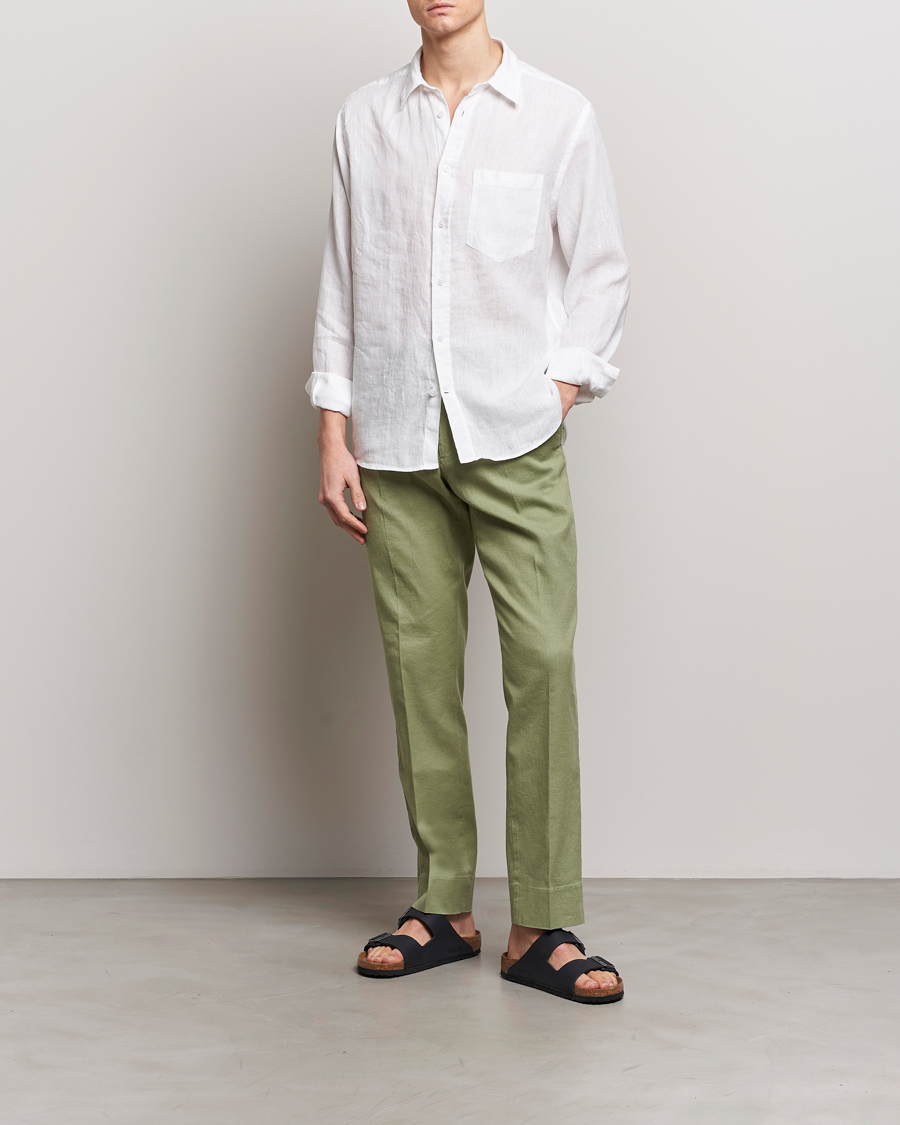 Herren | Hosen | J.Lindeberg | Lois Cotton/Linen Stretch Pants Oil Green