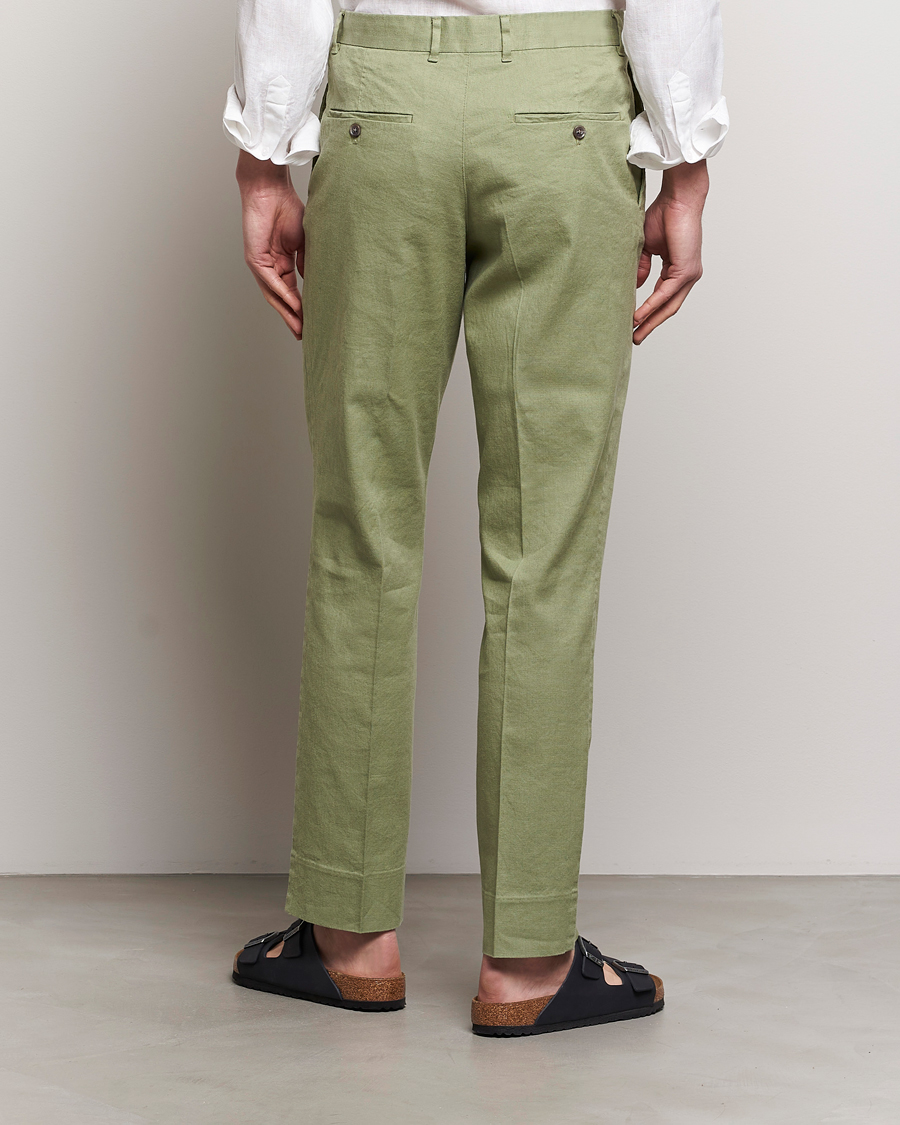 Herren | Hosen | J.Lindeberg | Lois Cotton/Linen Stretch Pants Oil Green