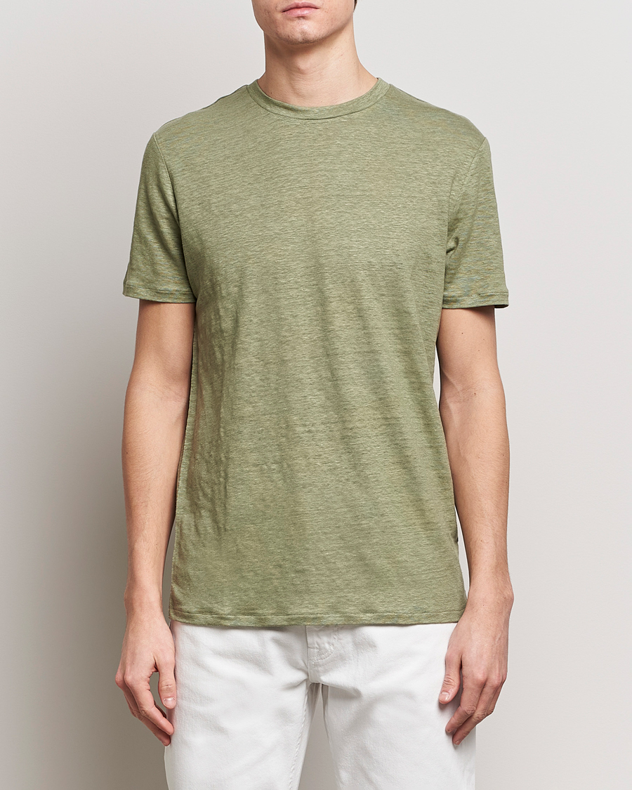 Herren | The Linen Lifestyle | J.Lindeberg | Coma Linen T-Shirt Oil Green