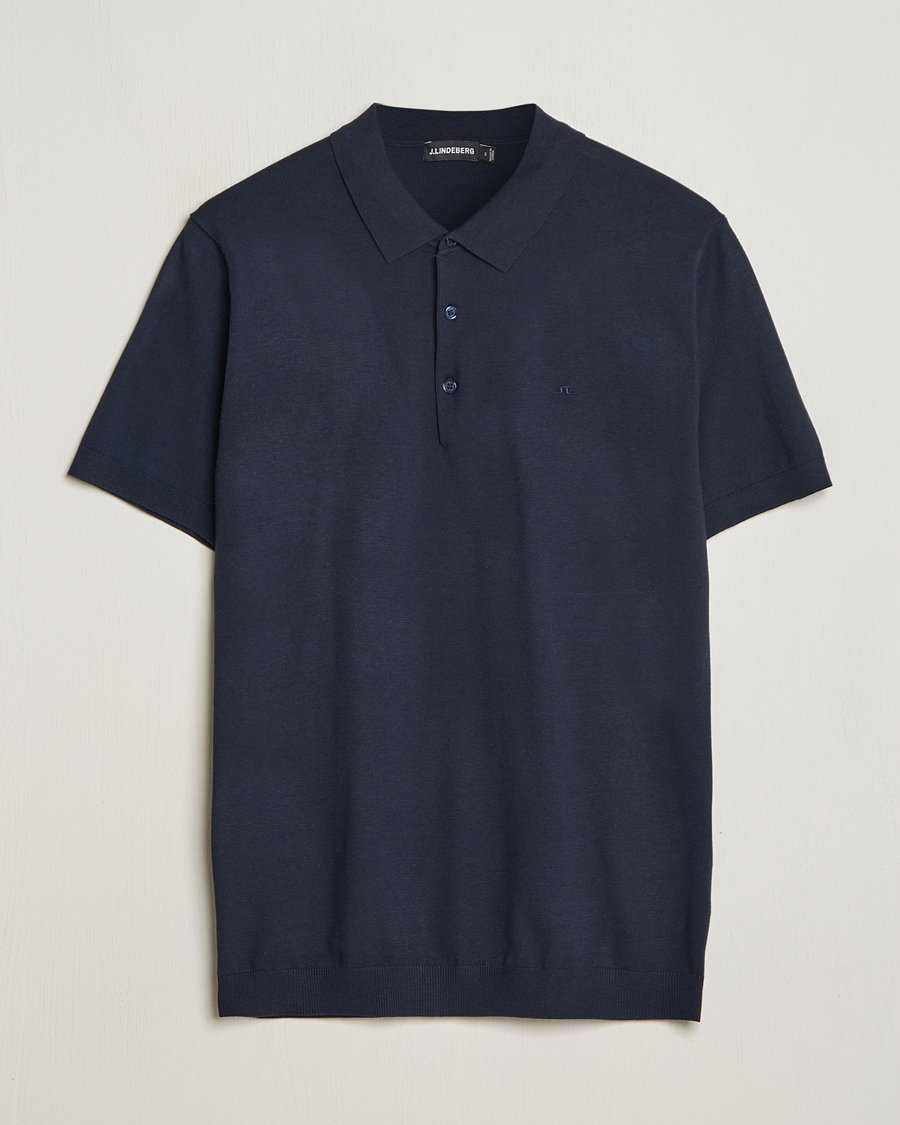 Herren | Poloshirts | J.Lindeberg | Ridge Rayon Silk Polo Navy