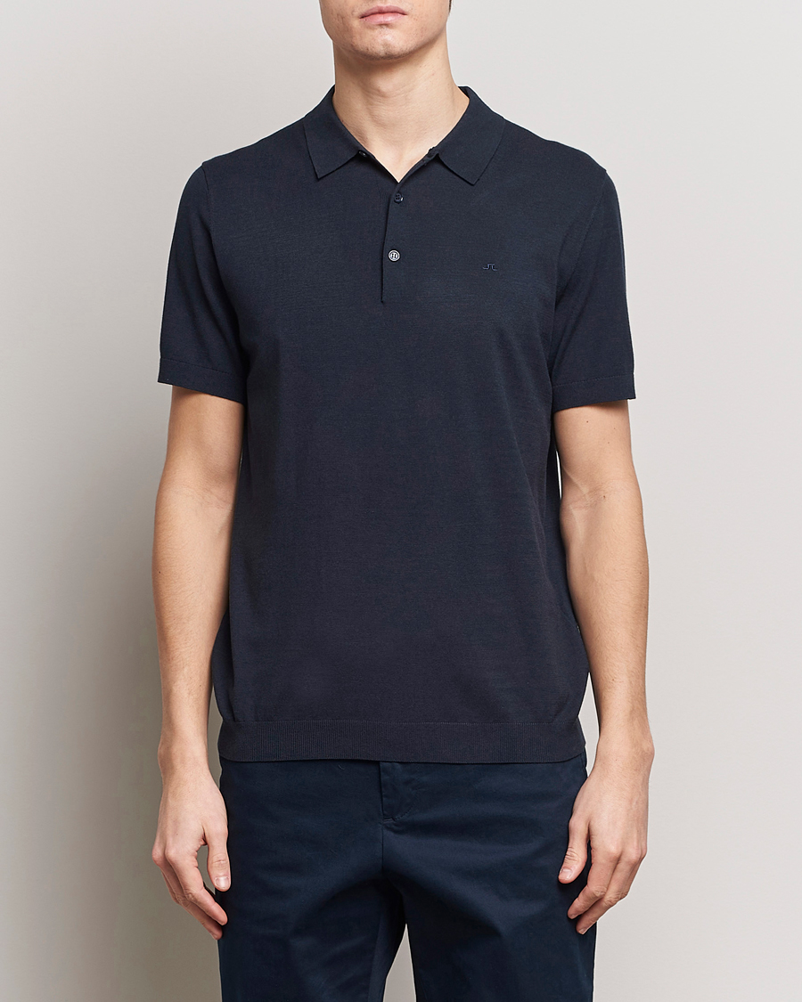 Herren | Poloshirts | J.Lindeberg | Ridge Rayon Silk Polo Navy