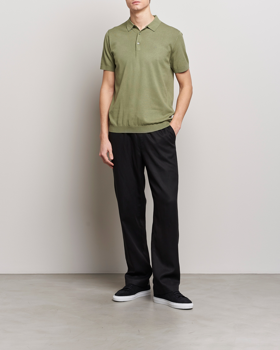 Herren | Poloshirts | J.Lindeberg | Ridge Rayon Silk Polo Oil Green