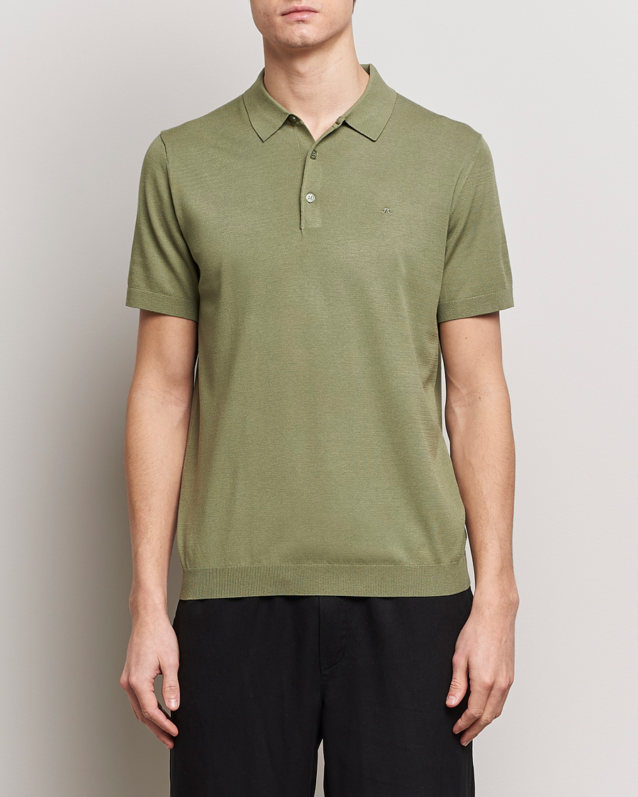 Herren | Poloshirts | J.Lindeberg | Ridge Rayon Silk Polo Oil Green