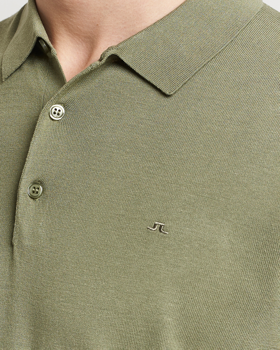 Herren | Poloshirts | J.Lindeberg | Ridge Rayon Silk Polo Oil Green