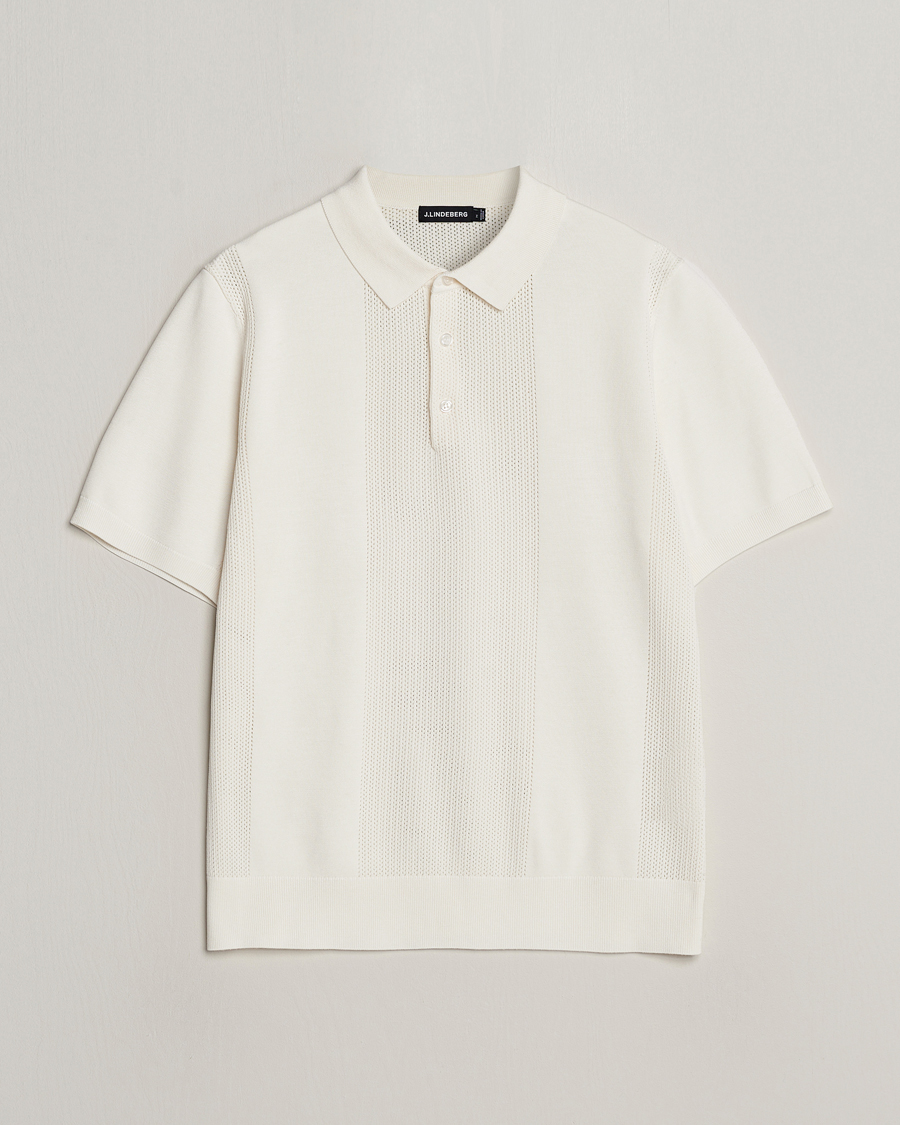 Herren | Poloshirts | J.Lindeberg | Reymond Solid Knitted Polo Cloud White