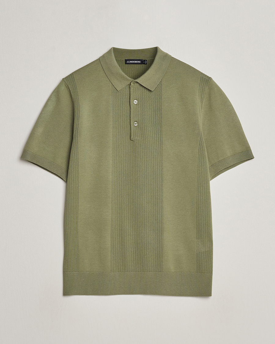 Herren | Poloshirts | J.Lindeberg | Reymond Solid Knitted Polo Oil Green
