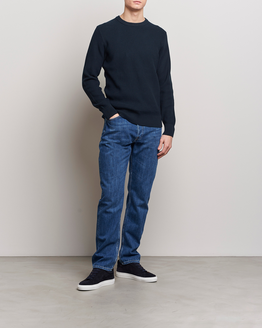 Herren | Pullover | J.Lindeberg | Arthur Structure Organic Cotton Crew Neck Navy