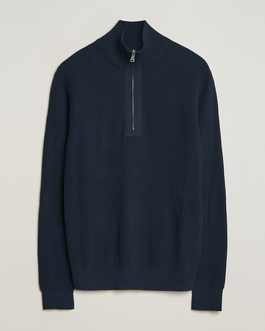Herren | Pullover | J.Lindeberg | Alex Half Zip Organic Cotton Sweater Navy